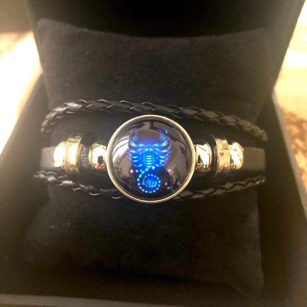 Glow in the Dark Zodiac Sign Braided Leather Bracelet Constellations